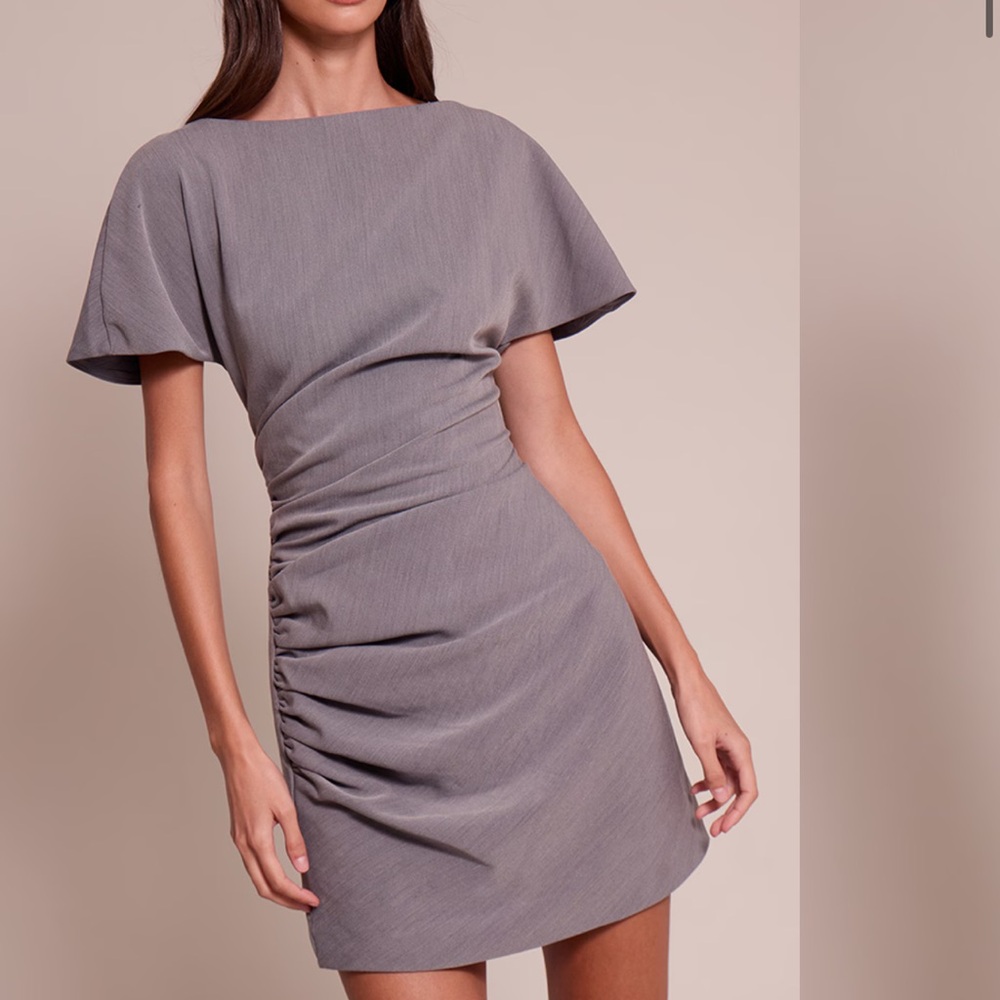Pretty Little Thing — Grey Woven Ruched Mini Dress